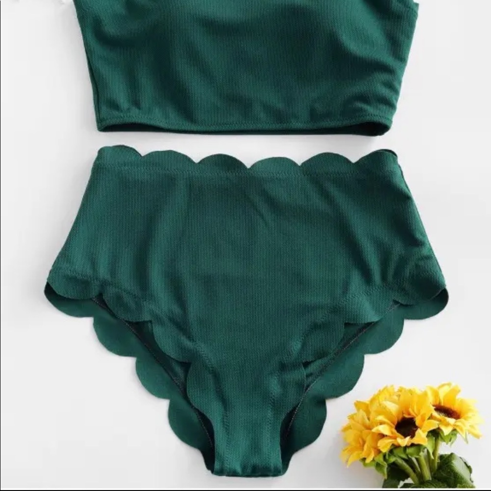 Zaful scalloped swim suit bottoms sea green